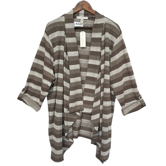 French Laundry Tunic Cardigan Women Size 22/24‎ Brown Open Front Long Sleeve NWT - Picture 1 of 12